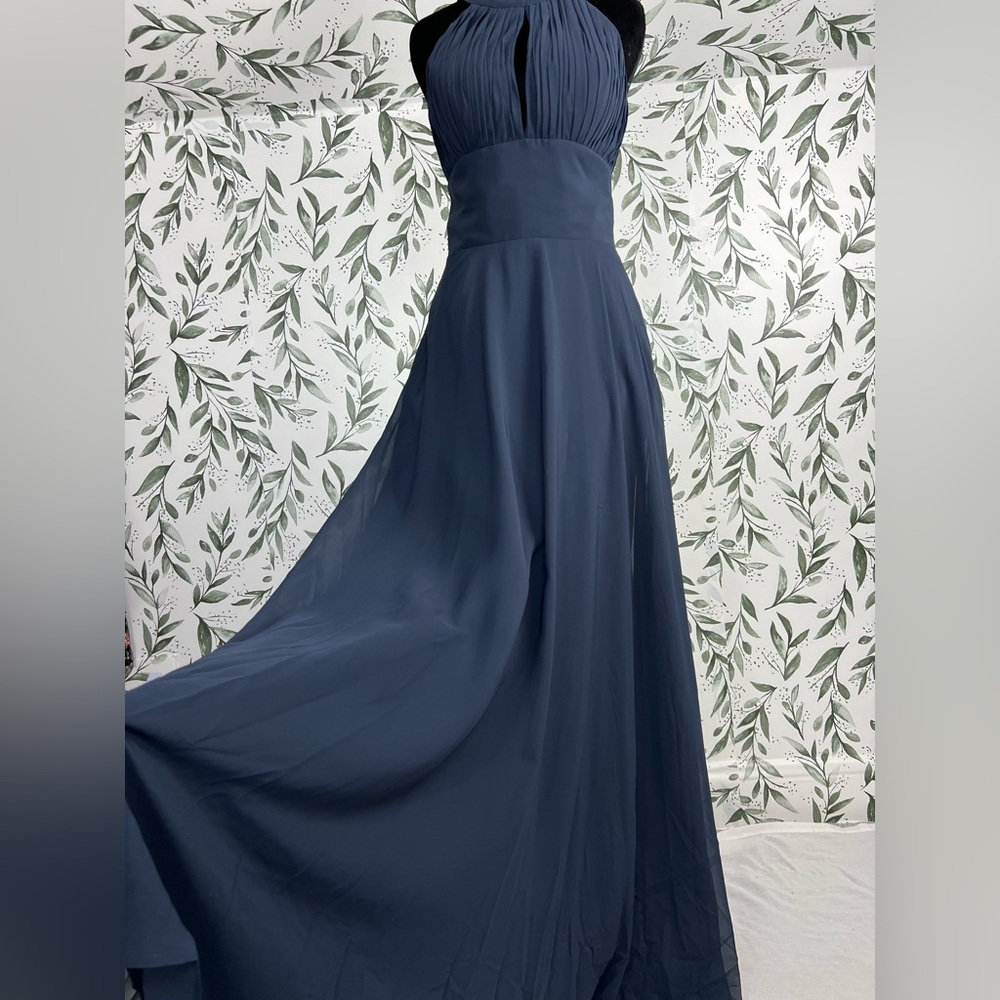 Elegant Navy Blue Evening Gown Bridesmaid Wedding Gala Sz S 4 Maxi NWT #8 Prom - Picture 7 of 14